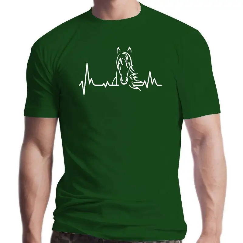 

New 2021 Summer Heartbeat of Horse T Shirts Men Short Sleeve Cotton Fashion Riding Horse T-shirts Tee Tops