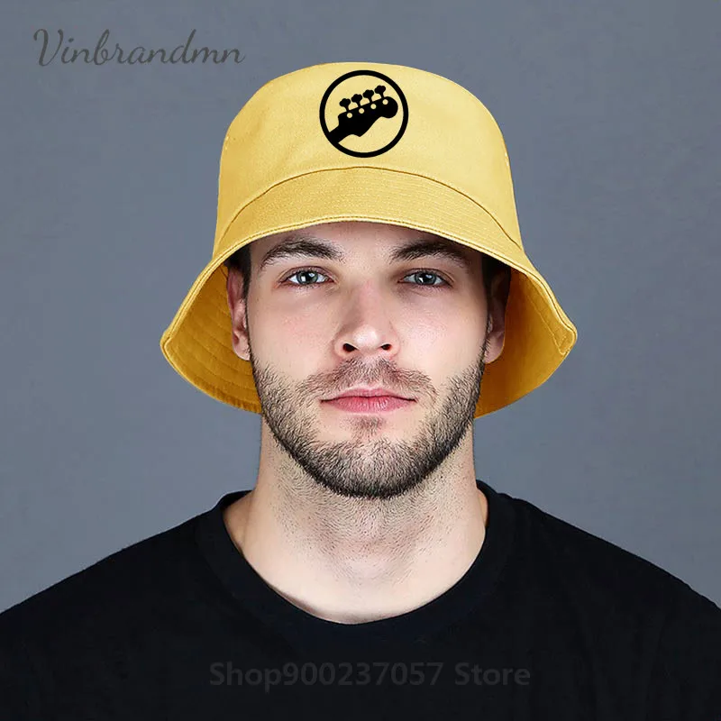 Панама хлопковая с эмблемой бас-гитары музыкантов музыкальной рок-гитары