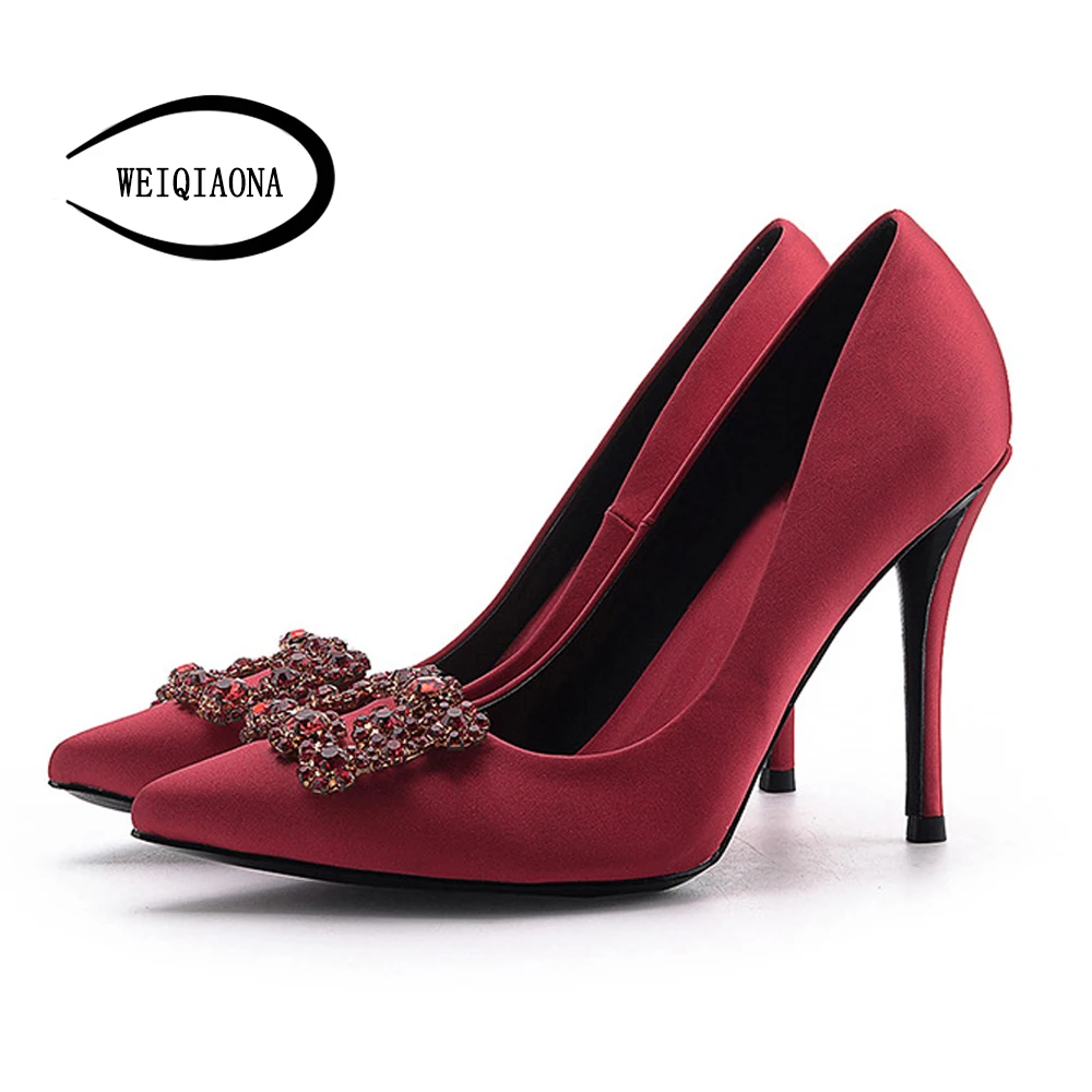 

Женские туфли-лодочки; Туфли на высоком каблуке для женщин; Элегантная обувь с пряжкой и стразы туфли на высоком каблуке, пикантная обувь на ...