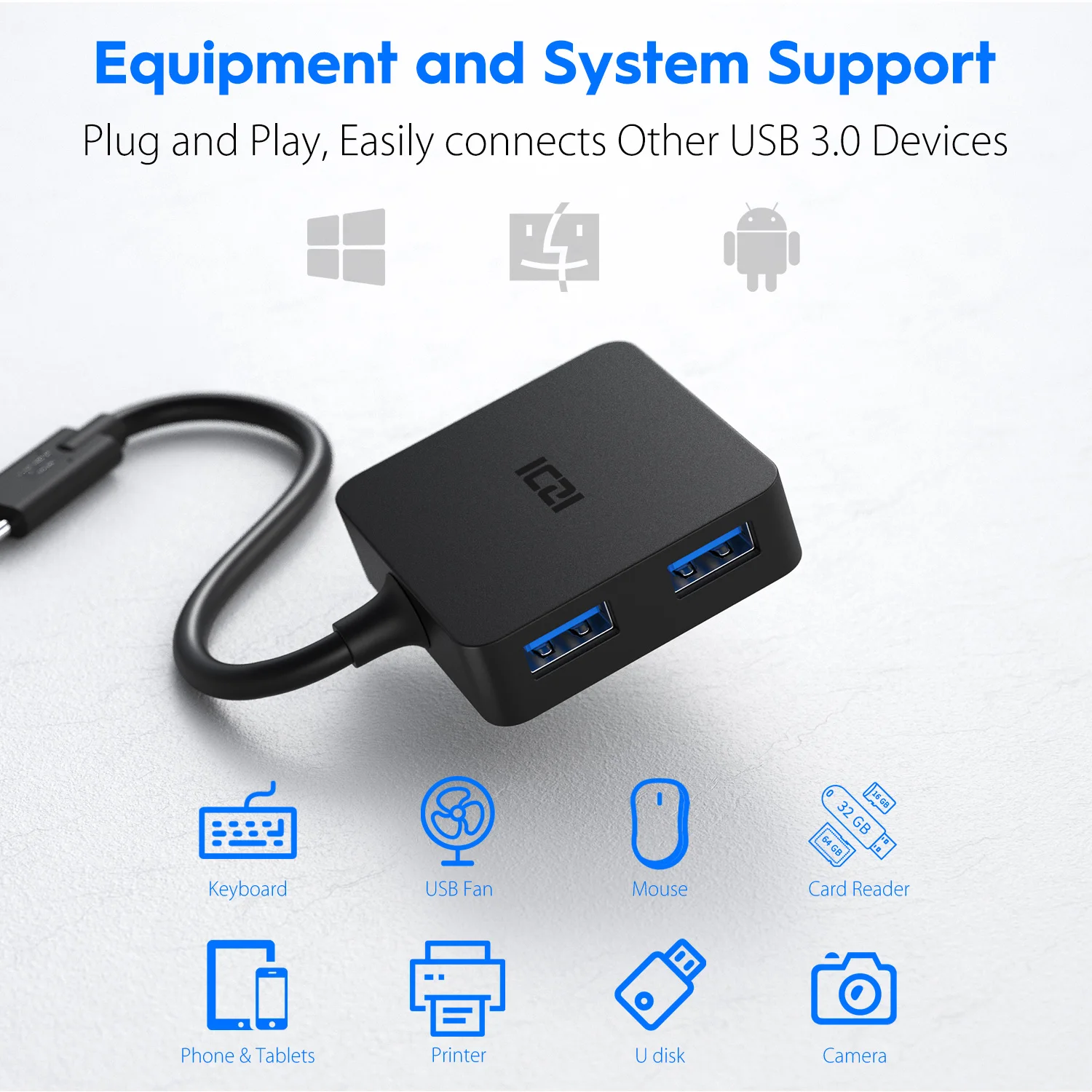 ICZI USB C до 4 USB 3,0 портов концентратор Высокоскоростной Thunderbolt 3 type C адаптер для MacBook Pro samsung Galaxy S9 S10 телефон ноутбук