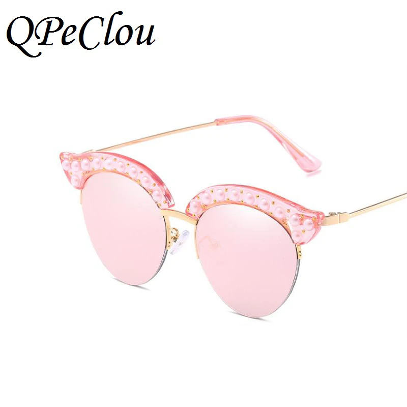 Очки солнцезащитные женские полуроскошные с жемчугом модные брендовые