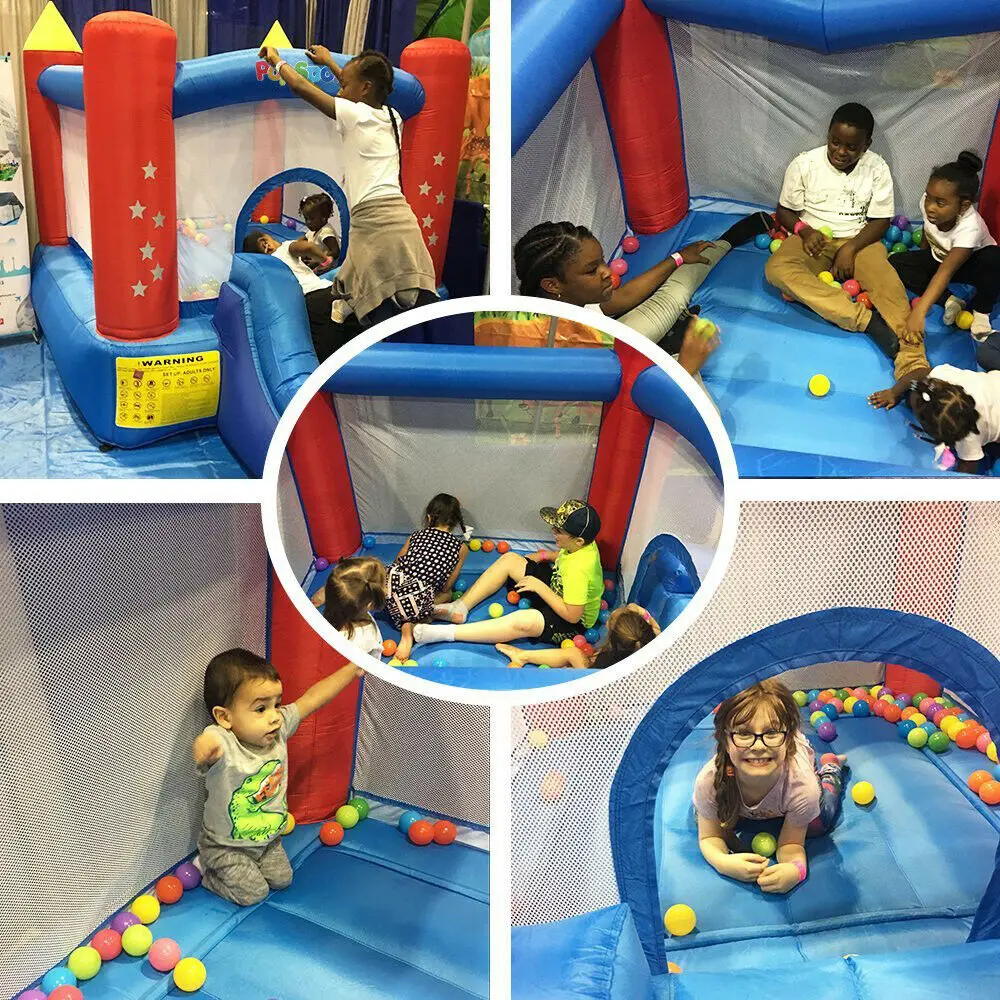 

Inflatable House Castle Jumper Bouncer with Slide Blower For Kids Jump w/Bag