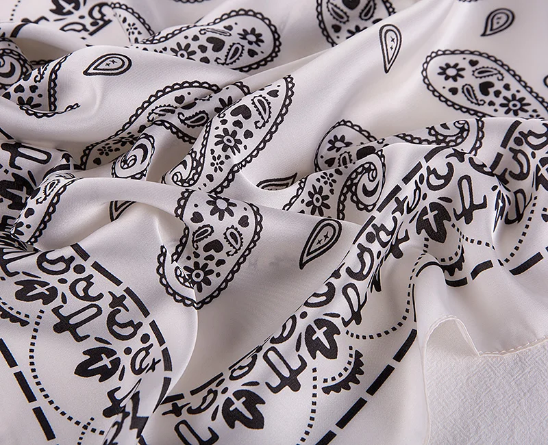 

Women Scarf Luxury Brand Printed Pure Silk Feeling black Shawl Scarfs Foulard Square HeadBand Scarves Wraps 2020 New Drop Ship