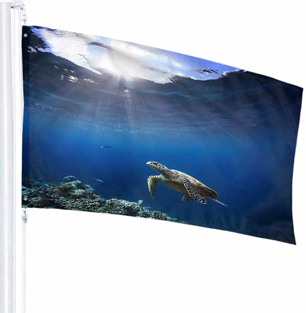 Морская черепаха флаг из полиэстера красивый естественный фоториф солнечный