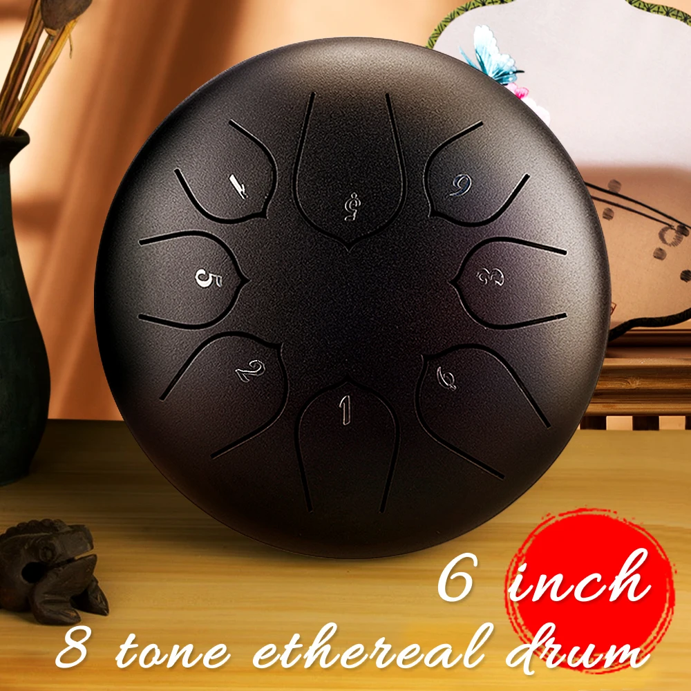 

6 Inch Steel Tongue Drum 8 Tune Hand Pan Drum Tank Drum With Drumsticks Carrying Bag Percussion Instruments For Beginner Amateur