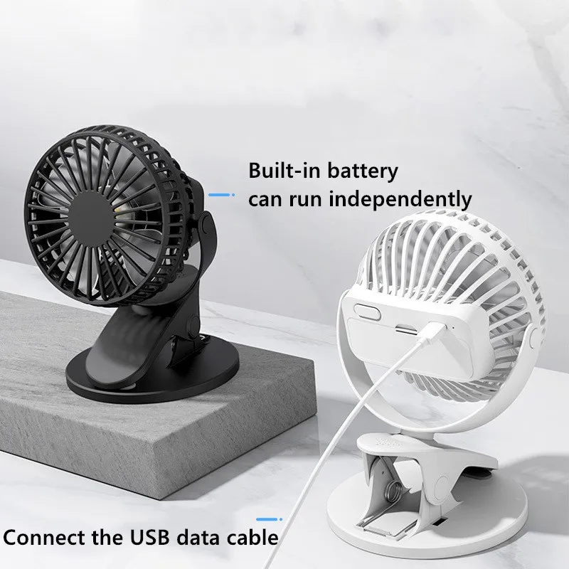 Мини бесшумный вентилятор с зажимом перезаряжаемый 4 лезвиями для детской