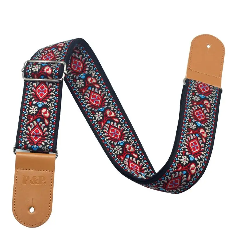 p p einstellbare bestickt baumwolle gitarre strap erweiterung und verdickung für elektrische akustische holz gitarre bass gürtel free glob