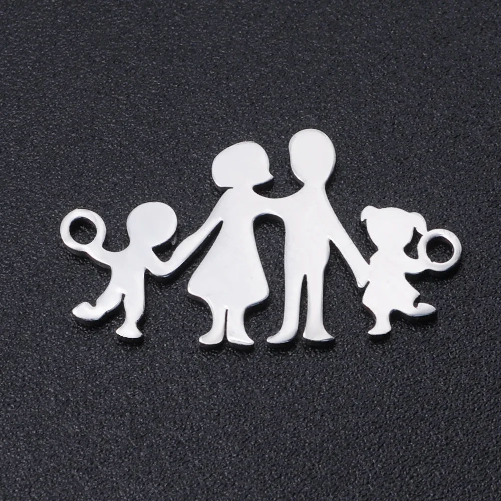 5 шт./лот из нержавеющей стали семья четырех милых подвесок браслет шармы сделай