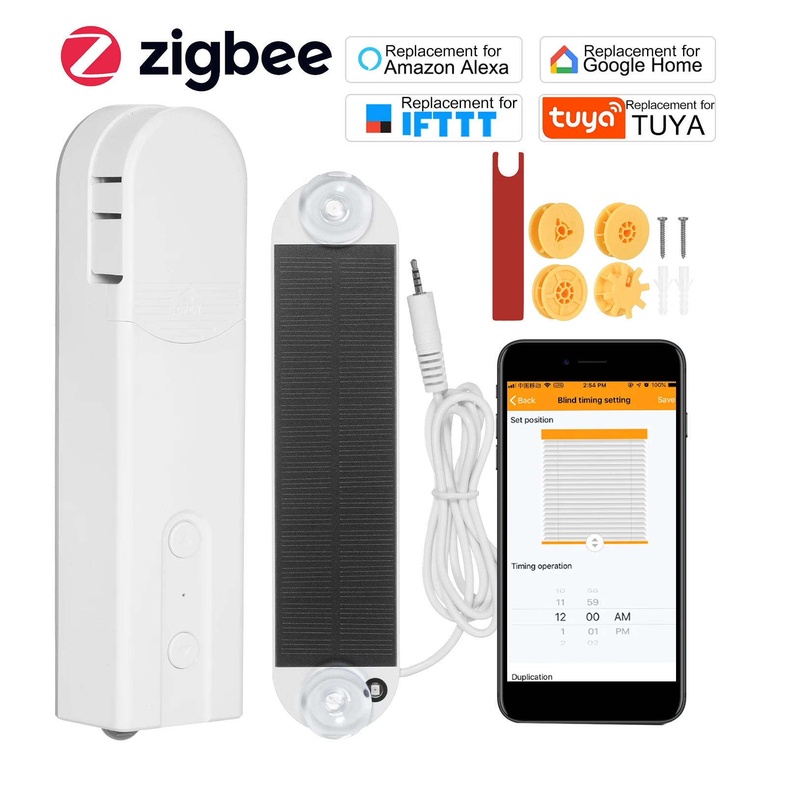 Zigbee/BT управление умные жалюзи двигатель на солнечной батарее TuyaWiFi