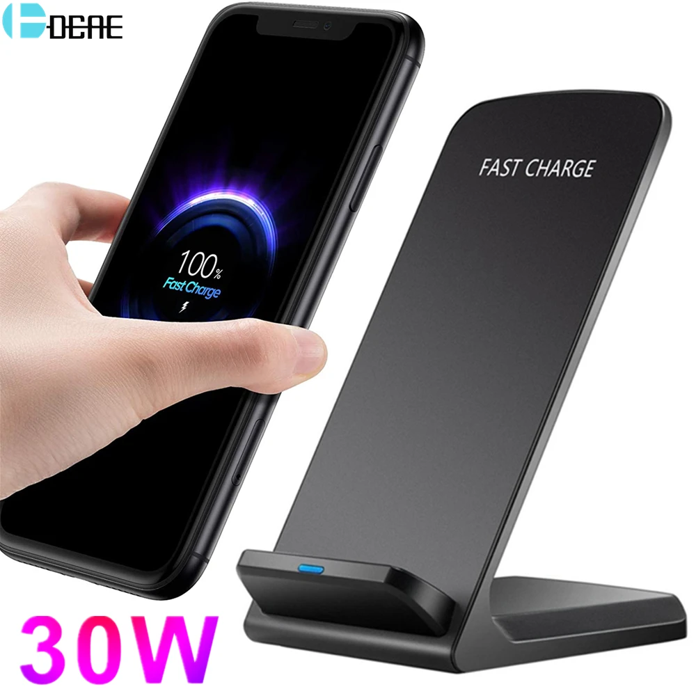 30W Qi Wireless Charger Stand Fast Charging Dock Station For iPhone 12 11 XS XR X 8 Samsung S21 S20 S10 S9 Phone Holder Chargers