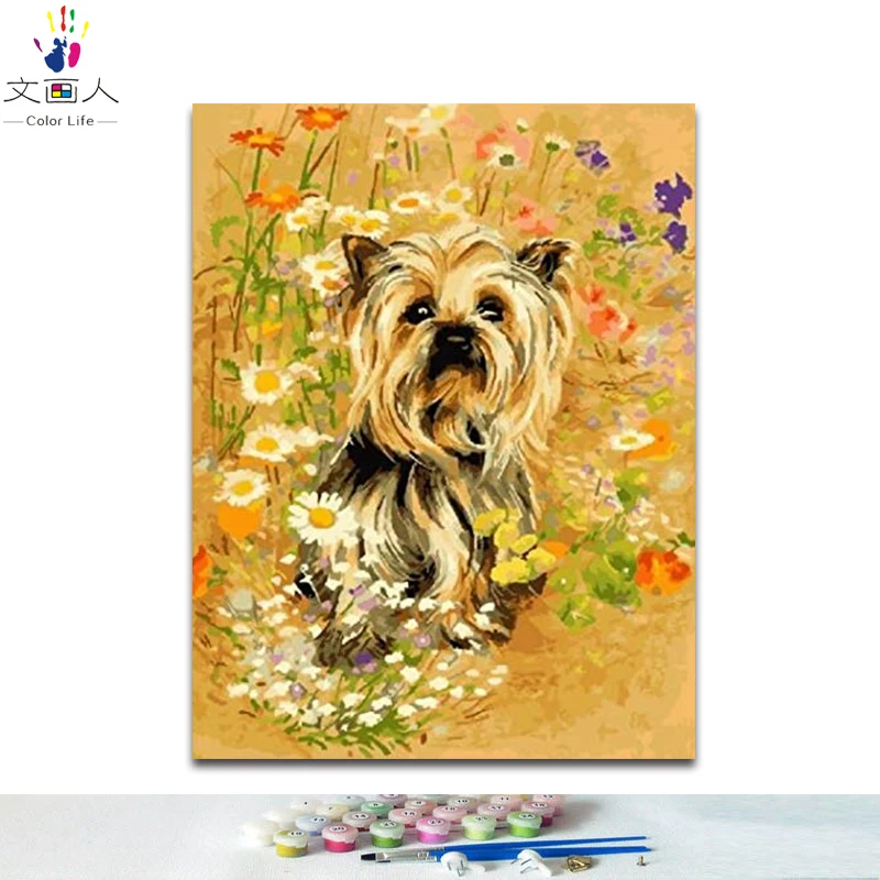 DIY картинки для раскраски по номерам с изображением собаки рисования рельеф