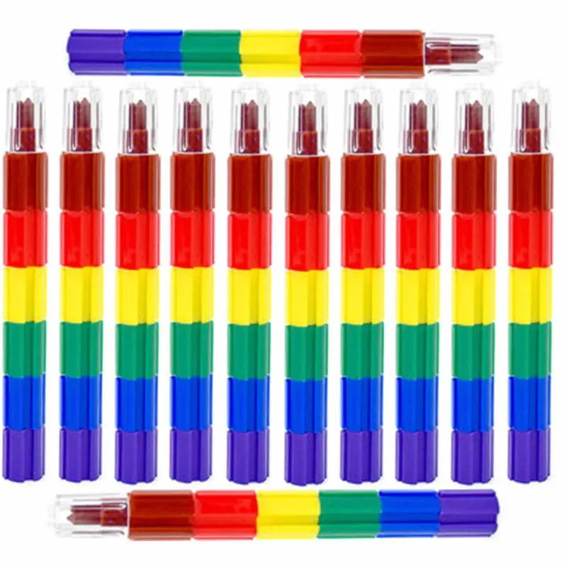 

Stacking Buildable 6 Colors Crayons Set, Connect Stack and Build Crayons Sideways and Up, Kids Drawing Supplies