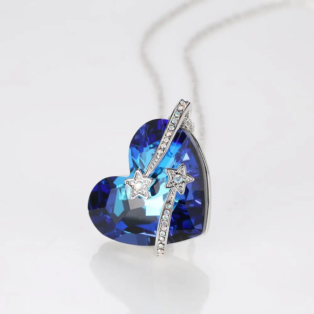 Подвеска в форме сердца моря супер блестящее большое голубое кристаллическое