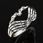 Винтажные посеребренные мужские кольца в форме скелета, индивидуальный дизайн, панк, готика, парные кольца, Хип-Хоп Группа ювелирные изделия