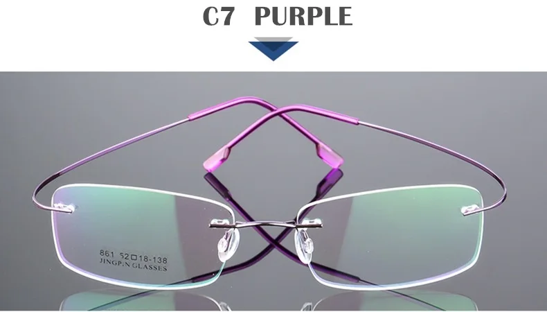 C7 PURPLE SUMONDY без оправы титановые очки с оправой из сплава рамка для мужчин и женщин квадратные Простые Стеклянные очки прочность рецепт оправы для глаз UF60 - Цвет оправы: C7 PURPLE