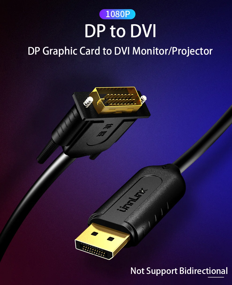 Кабель конвертер Unnlink Displayport DP DVI адаптер FHD 1080P @ 60 Гц для графической карты