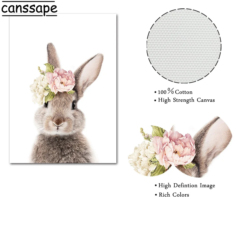 Постер в виде кролика детская настенная Картина на холсте медведь лиса детские