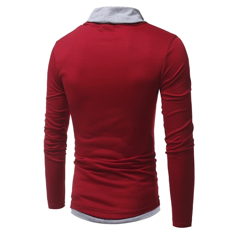 Демисезонный мужские куча воротник футболка с длинными рукавами Slim Fit Топ