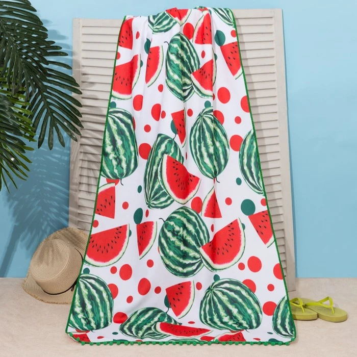 Полотенце пляжное Этель &quotАрбузное настроение&quot 75*140 см микрофибра 100% п/э