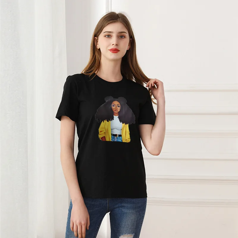 

2021 cotton short sleeve T-shirt female European and American girl easy leisure street tide t printed t-shirts