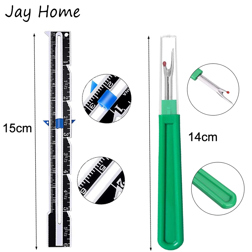 

Sewing Thread Remover Kit 2 Big 2 Small Seam Ripper Stitch Rippers Thread Remover with Sliding Gauge Sewing Measuring Rulers