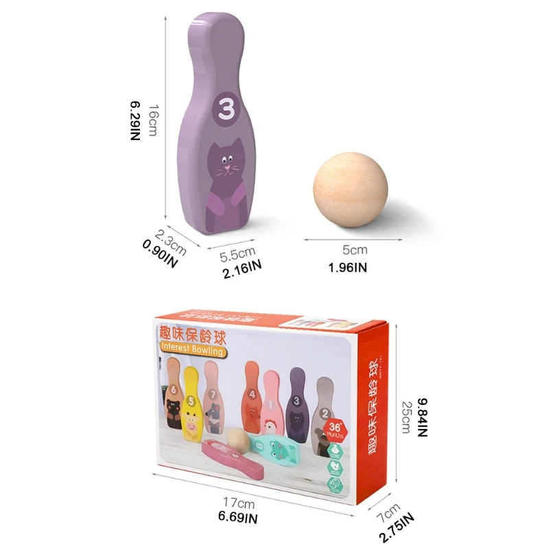 

1Set Brain Developmental Toy Wooden Children's Bowling Toy for Toddlers Bowling Game Set Educational Coordination Toy
