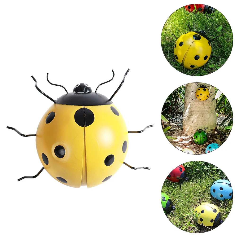 

1Pc Large Simulation Ladybug Lovely Iron Ladybug Pendant Garden Yard Ornament