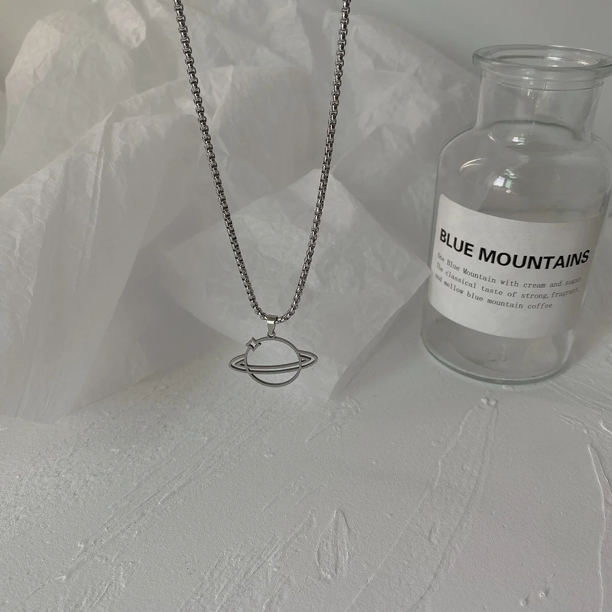 

Fashion Planet universe Pendant Necklaces personality Gothic Silver Color Prom Accessories Simple Black Gold Tone Sweater Chain