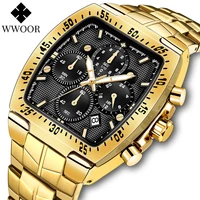 wwoor new 2022 luxury sports top brand military watch gold black design clock male casual luminous chronograph relogio masculino