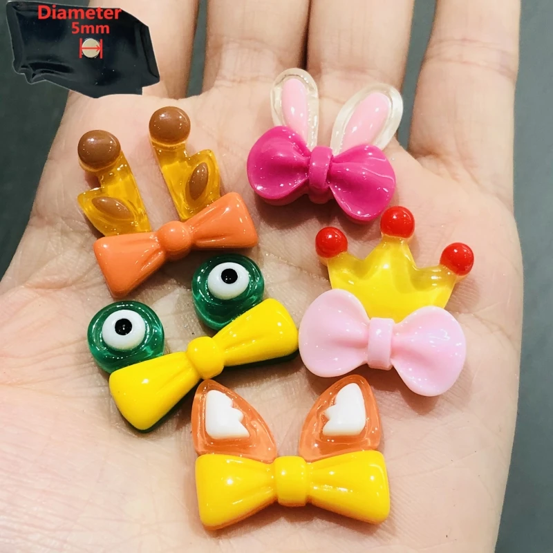 

5PCS Resin Cute Cartoon Fridge Magnetic Sticker Colourful Kawaii Bow Frog Eyes Crown Rabbit Ears Refrigerator Magnet Memo Holder