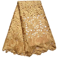 gold high quality big african lace fabric 2021 new design embroidery swiss voile lace for nigerian wedding cloth fabric 89723