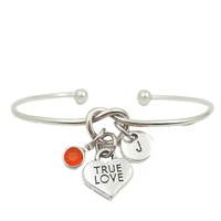 ture love creative initial letter monogram birthstone adjustable bracelet fashion jewelry women gift pendant