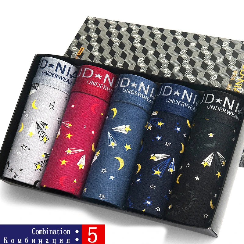 JDN 5 BOX bierdan L-5xL бренд почты боксёрские шорты мужчины mens комфортно мужчин boxershorts хлопок сексуально 5pcs / много cueca 24type мужского нижнего белья трусы мужские трусы-боксеры боксеры нижнее белье трусики - Цвет: JDN 5 BOX
