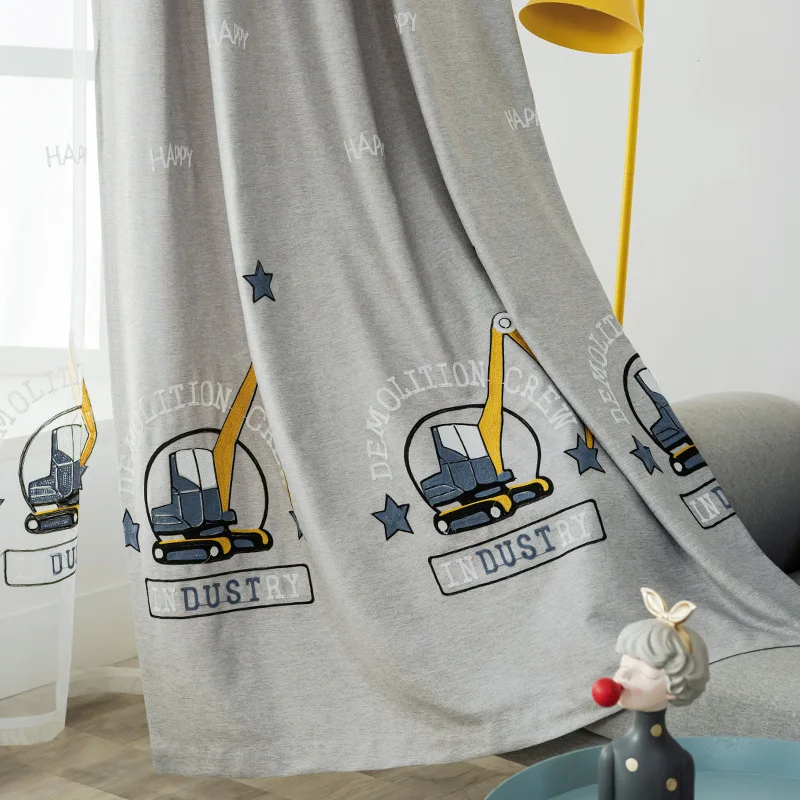 

Занавеска с вышивкой для мальчиков, мультяшная занавеска голубого цвета для детской комнаты, детской комнаты, украшение для дома, оконные д...