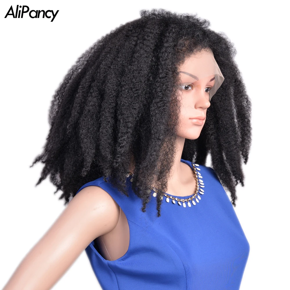 14inch Afro Crochet Hair Lace Front Wigs With Bangs Soft Kinky Twist Crochet Hair Lace Wigs For Black Women Synthetic Wig Black