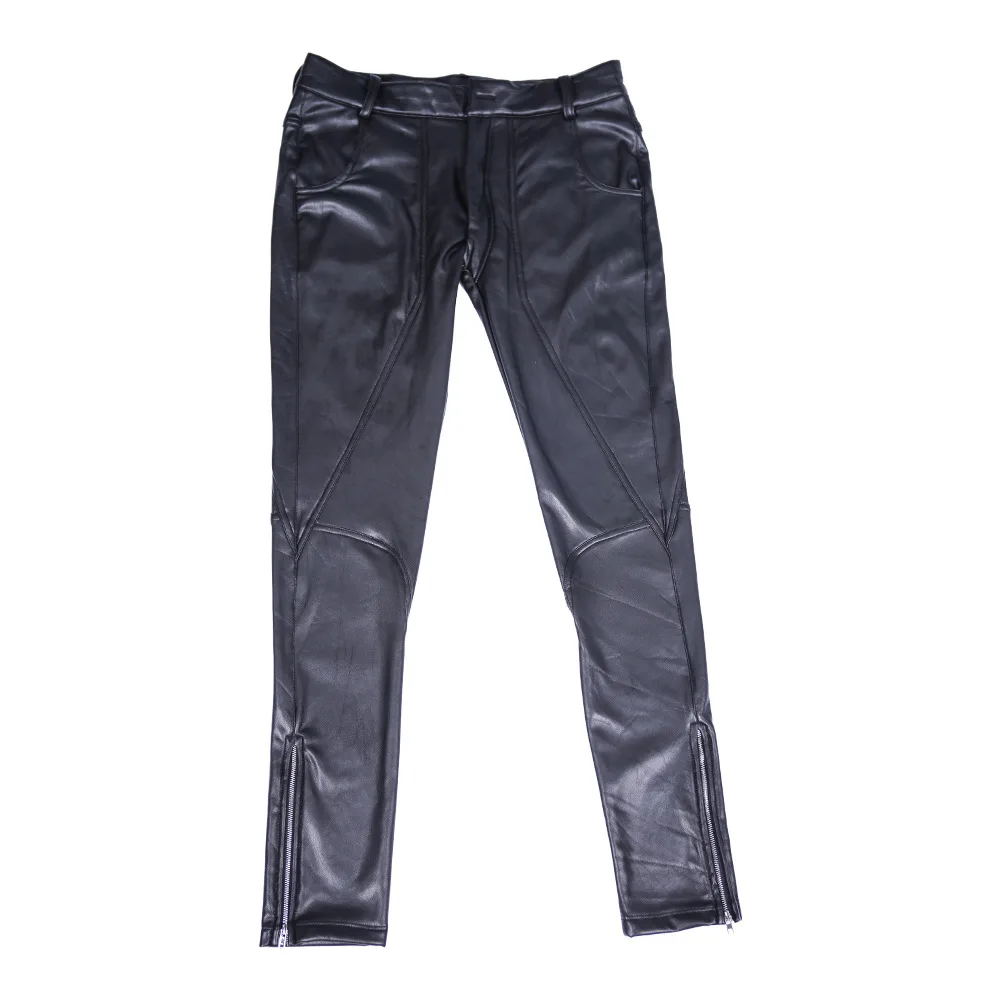 Fad мужские флисовые облегающие брюки-карандаш из искусственной кожи зимние