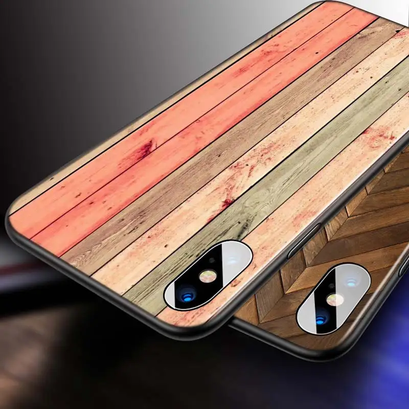 

For iPhone 12 11 Pro Max mini Bright Black Case Striped Old Wood for iPhone Max XR X 8 7 6 Plus 5S SE Phone Case