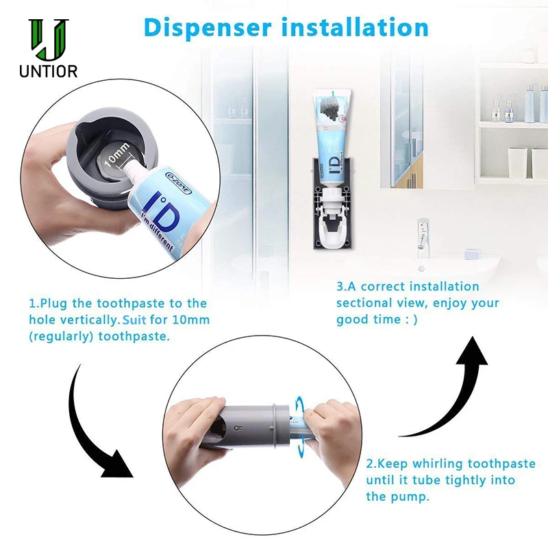 UNTIOR 3 In 1 UV Light Ultraviolet Toothbrush Sterilizer Automatic Toothpaste Dispenser ToothBrush Holder bathroom accessories | Дом и сад