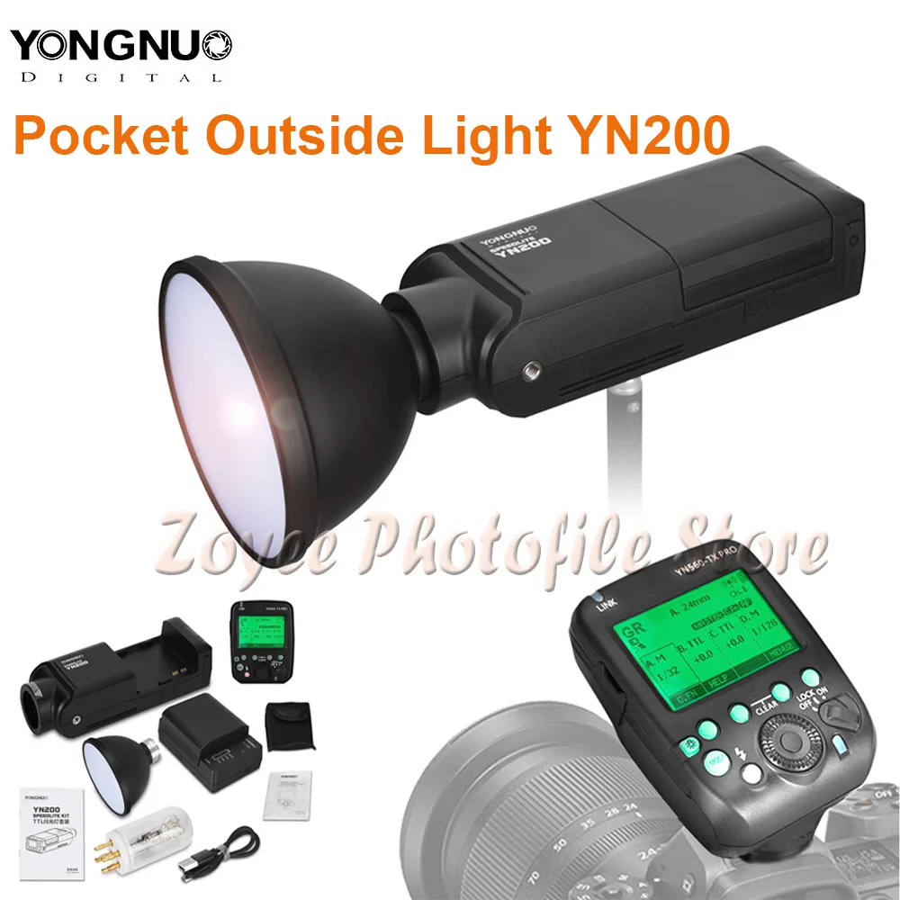 

YONGNUO YN200 TTL HSS 2.4G 200W Lithium Battery with USB Type C,Compatible YN560-TX (II)/YN560-TX Pro/YN862C for Canon Nikon