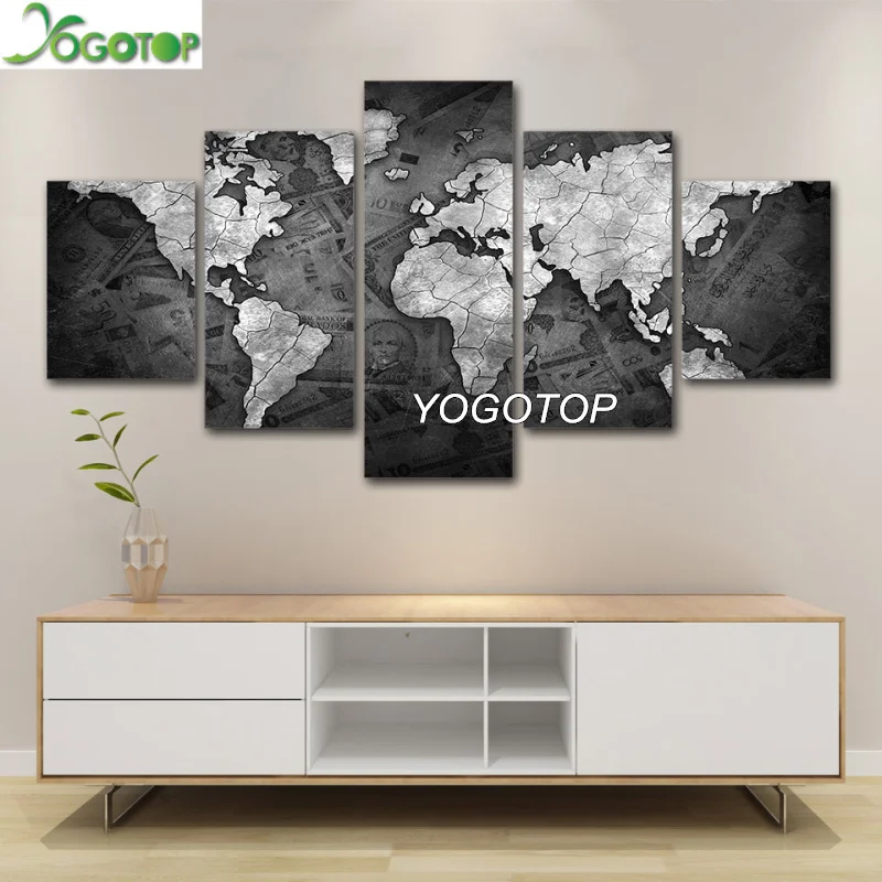 

Алмазная живопись «сделай сам», черно-белая карта мира, 5D полноразмерная мозаика, алмазная вышивка, домашний декор, 5 шт., пазл, искусство ML1352