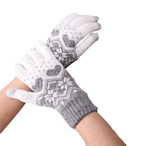 H Лидер продаж Модные Guantes для мужчин и женщин зимние теплые перчатки вязание снежинка шаблон полный палец перчатки и варежки Luvas