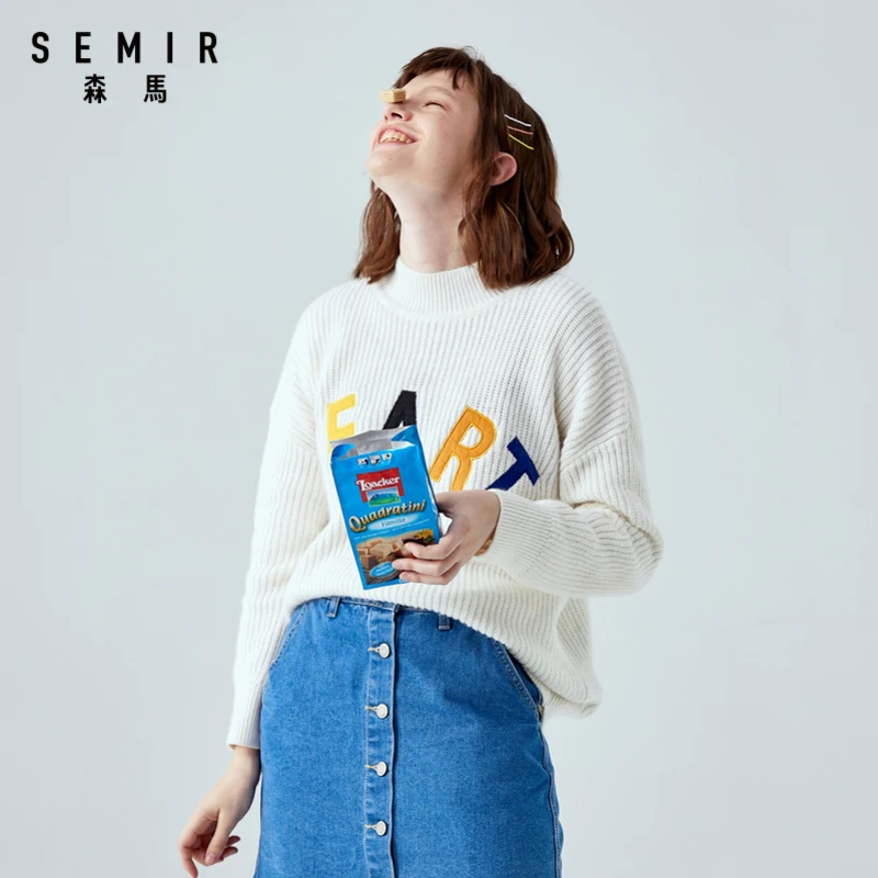 Женский Теплый свитер SEMIR новинка 2020 для студентов толстый вязаный с круглым