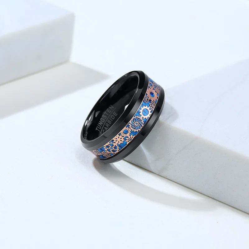 

Wedding Band for Men Tungsten Carbide Rings 8MM Black Mens Ring Gift for Him Popularity Jewelry