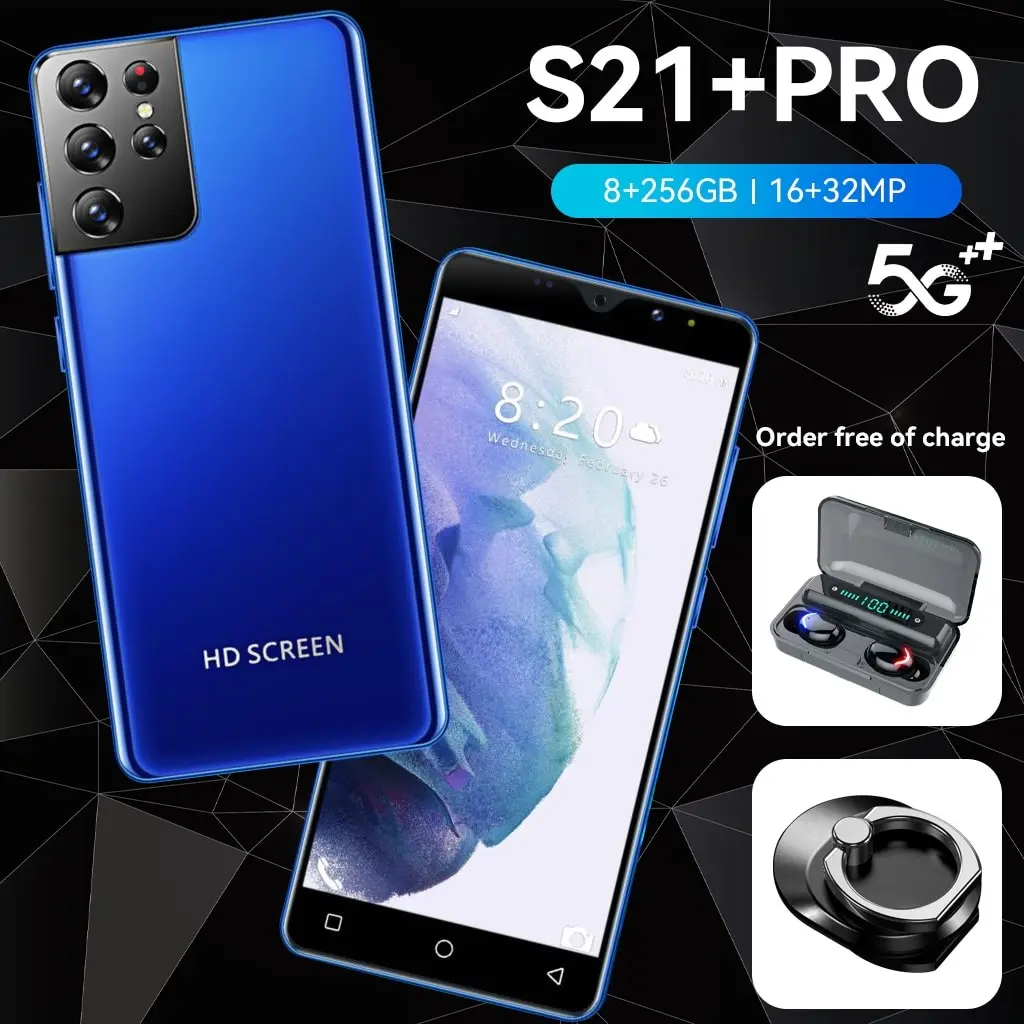 

16+32MP 6.0 Inch Screen Smartphone New Galxy S21+Pro MTK6889 Face Fingerprint ID Mobilephone 6800mAh Battery Unlock Cellphone