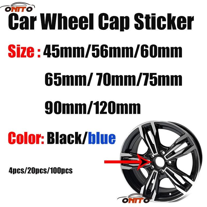 Черная/синяя наклейка с эмблемой центра колеса автомобиля 45 мм 56 60 65 70 75 90 120 для