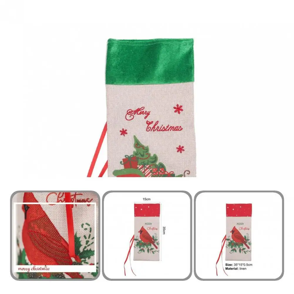 

Eye-catching Lovely Xmas Party Wine Bottle Cover Smooth Surface Wine Bottle Pouch All-matching for Restaurant