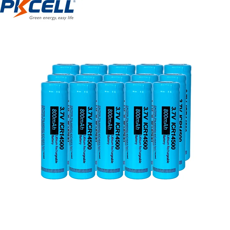 Аккумуляторные литий ионные батарейки PKCELL 14500 3 7 в AA ICR14500 15 шт.|Перезаряжаемые