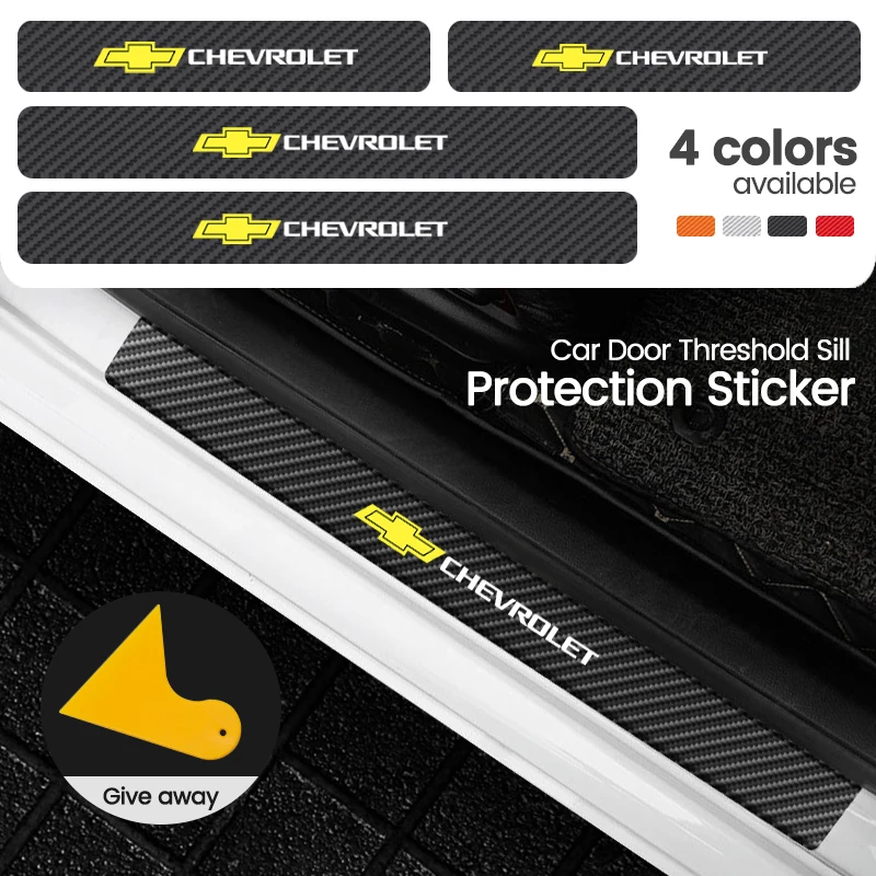 4 шт. защитная наклейка из углеродного волокна на порог двери автомобиля