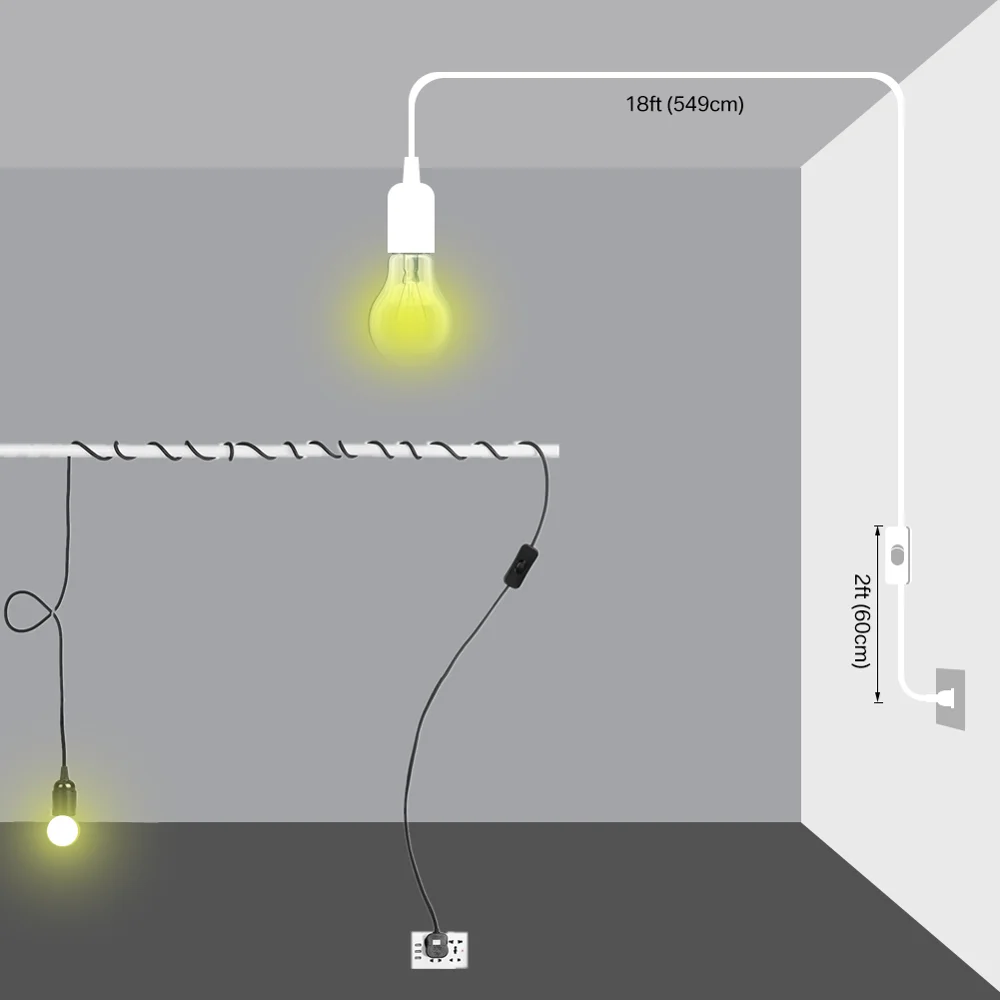 Шнур питания с европейской и американской вилкой кабель E27 Цоколи для ламп 6/4 5/4/3