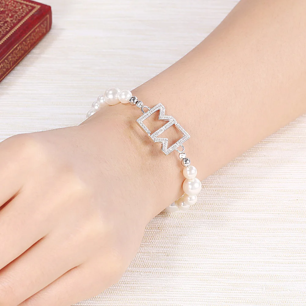 

ZEMIOR S925 Sterling Silver Shell Pearl Bracelet For Women Trendy CZ Letter LM Charm Bracelets Elegant Female Party Jewelry